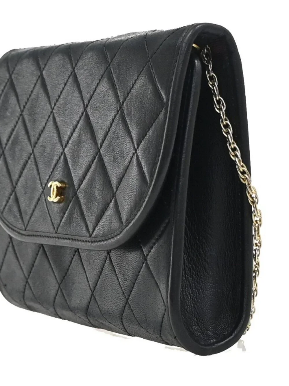 CHANEL CC Logo Mini Matelasse Chain Shoulder Bag Leather Black GHW 667RF904 - Picture 2 of 13